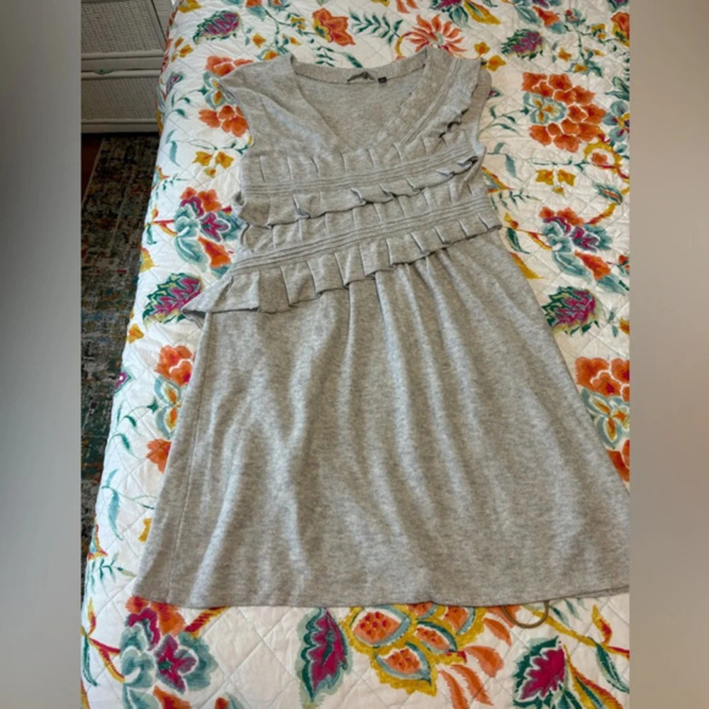 Anthropologie Knitted & Knotted Whirling Ruffle Cashmere Knit Dress Sz Medium